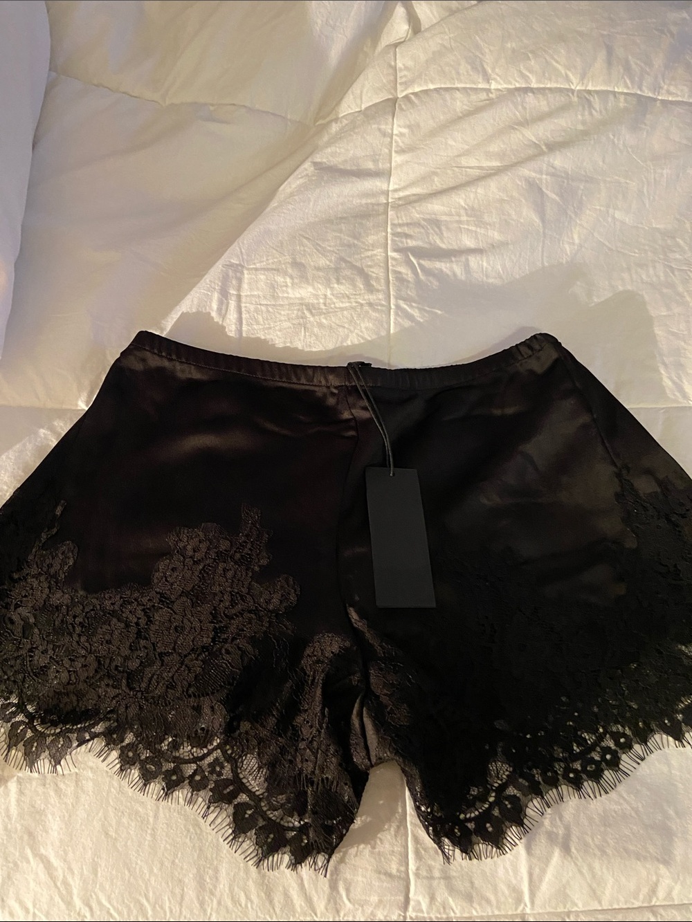 🖤Black Lace Trim Satin  Shorts🖤